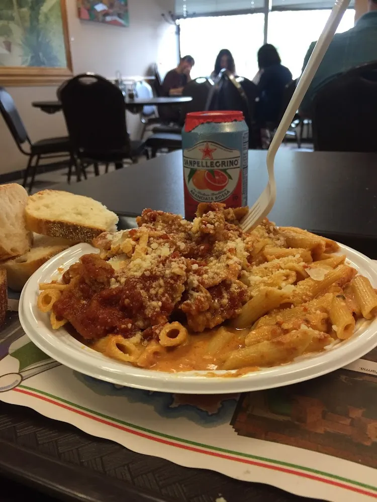 Shrimp Parm over Penne Vodka